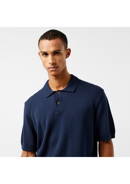 Erkek Lacivert Classic Fit Kısa Kollu Triko fırsatları