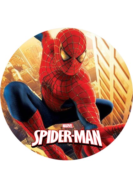 Spiderman Yuvarlak Pasta Yenilebilir Resim Baskı 20 cm