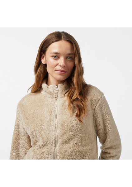 Kadın Bej Regular Fit Fermuarlı Peluş Sweatshirt fırsatları