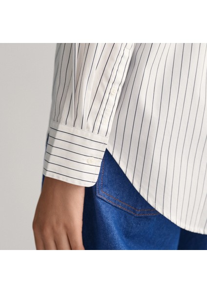 Kadın Beyaz Relaxed Fit Düğmeli Yaka Gömlek indirimleri