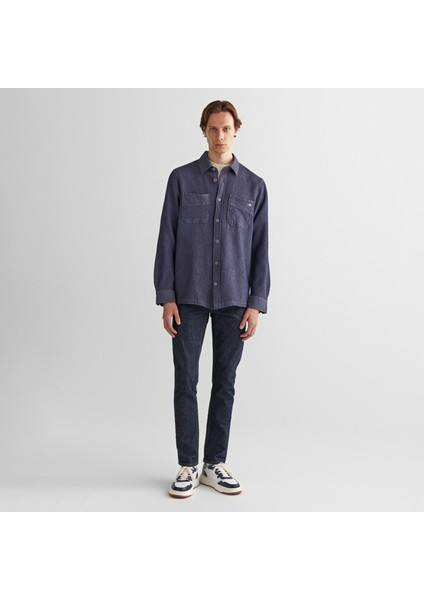 Erkek Lacivert Oversize Fit Ekose Gömlek modelleri