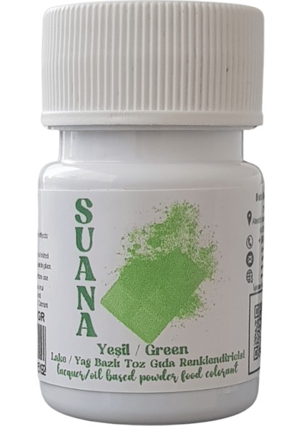 Yeşil Lake/Yağ Bazlı Toz Gıda Boyası - Çikolata Boyası 7 gr