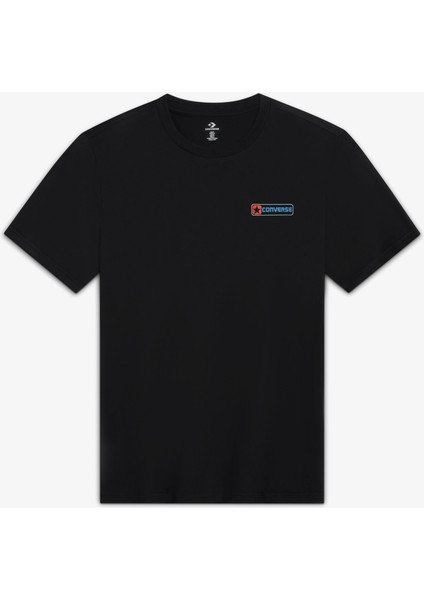 Logo Erkek Grafik Baskılı Siyah T-Shirt