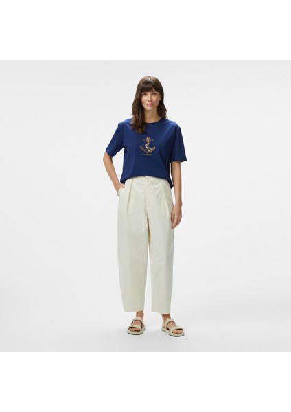 Kadın Lacivert Regular Fit Nakışlı T-Shirt modelleri