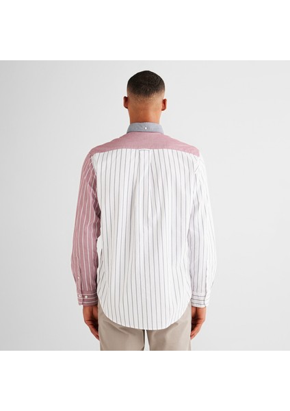 Erkek Pembe Regular Fit Düğmeli Yaka Çizgili Gömlek fiyatları