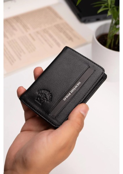 Erkek Hakiki Deri Cüzdan ve Kartlık – NEWPOLO348 - Siyah