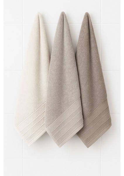 Softure 3’lü El Yüz Havlusu | Günlük Kullanım | 50X90 cm | Yumuşak, Dayanıklı | Bej Tonlar modelleri