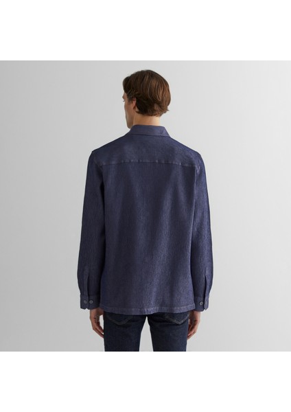Erkek Lacivert Oversize Fit Ekose Gömlek fiyatları