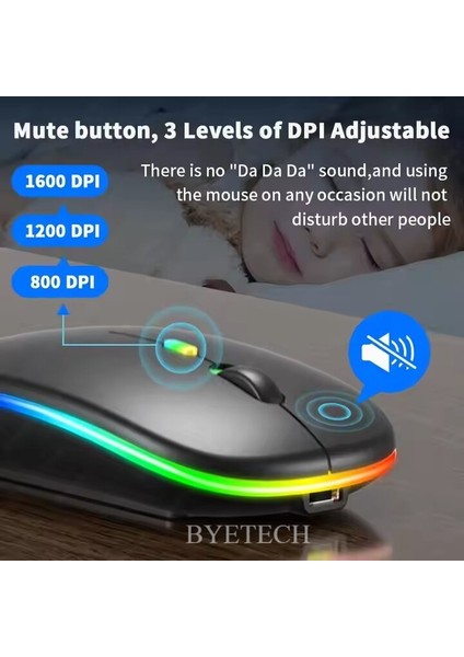 <çok Adet> Kablosuz Şarjlı,bluetooth, Ultra Slim Led, 2.4 GHZ,2400 Dpı, Sessiz Tık _ Gecikmesiz, Oyuna Uygun