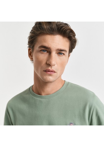 Erkek Yeşil Slim Fit Bisiklet Yaka T-Shirt indirimleri