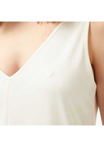 Kadın Krem Relaxed Fit T-Shirt