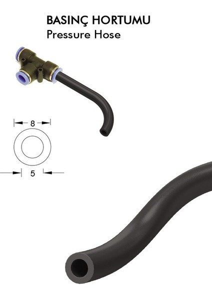 Basınç Hortumu Çok Amaçlı Hortum 8mm Çap Siyah Renk 10 Metre fiyatları