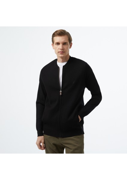 Erkek Siyah Regular Fit Hırka