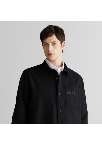 Erkek Siyah Oversize Fit Logolu Gömlek indirimleri