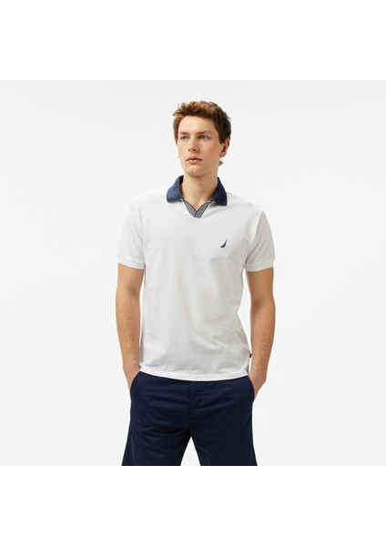 Erkek Beyaz Classic Fit Polo Yaka T-Shirt