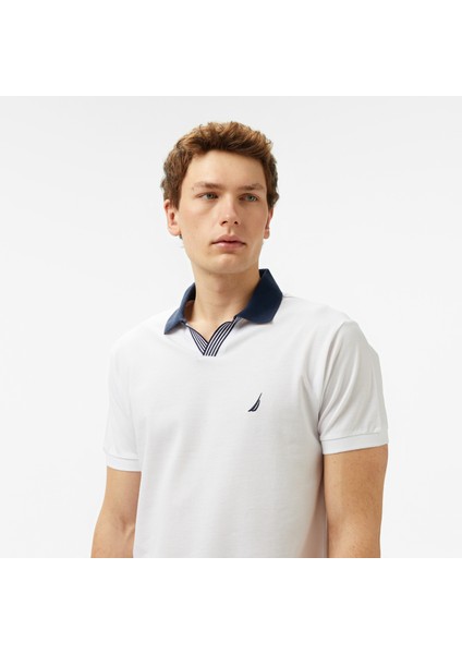 Erkek Beyaz Classic Fit Polo Yaka T-Shirt fırsatları
