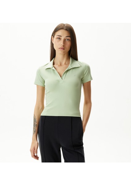 Kadın Yeşil Slim Fit Kısa Kollu Polo
