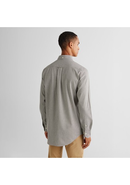 Erkek Gri Regular Fit Düğmeli Yaka Kareli Gömlek fiyatları