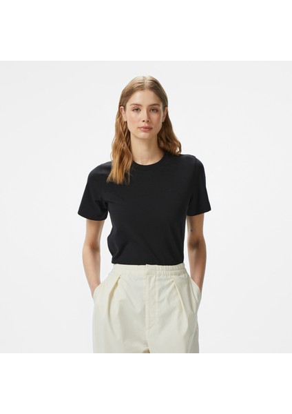 Kadın Siyah Regular Fit Kısa Kollu T-Shirt