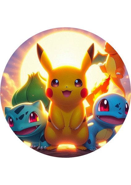 Pokemon Yuvarlak Pasta Yenilebilir Resim Baskı 20 cm