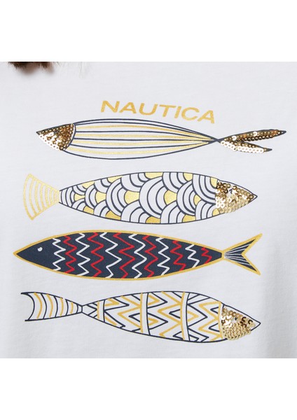 Kadın Beyaz Regular Fit Nakışlı T-Shirt indirimleri