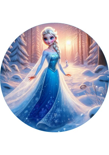 Frozen Yuvarlak Pasta Yenilebilir Resim Baskı 20 cm