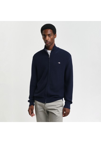 Erkek Lacivert Regular Fit Fermuarlı Hırka