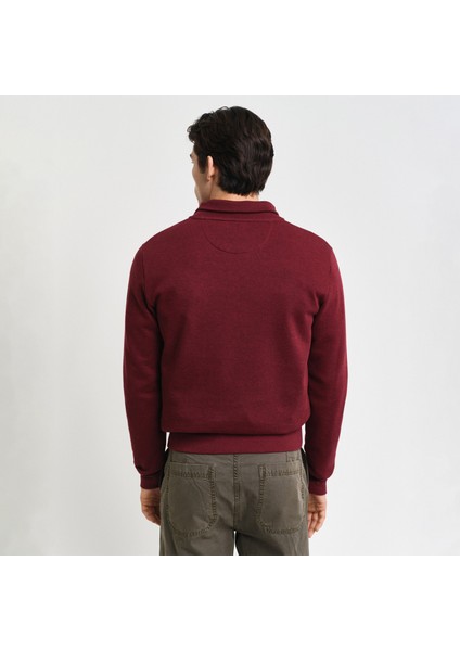 Erkek Bordo Regular Fit Yarım Fermuarlı Sweatshirt fiyatları