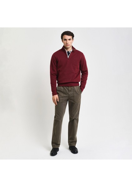 Erkek Bordo Regular Fit Yarım Fermuarlı Sweatshirt fırsatları
