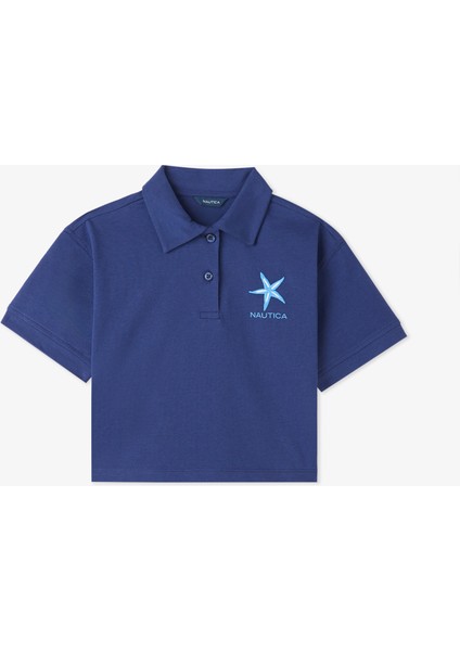 Kız Çocuk Lacivert Regular Fit Polo Yaka T-Shirt