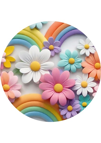 Çiçek Yuvarlak Pasta Yenilebilir Resim Baskı 20 cm