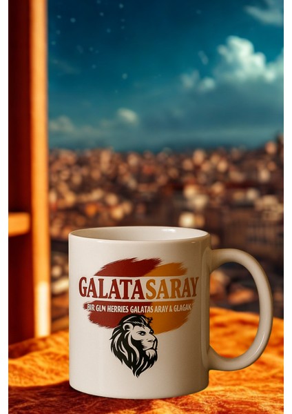 3 Lü Paket Galatasaray Logo Baskı Porselen Kupa Bardak