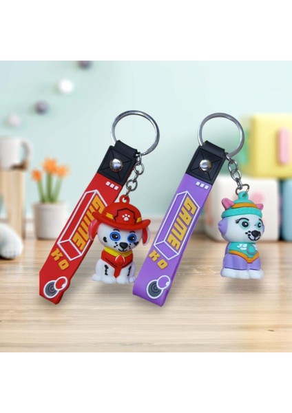 Paw Patrol Karikatür Anime Figür Pvc Bebek Anahtarlık Çanta Anahtarlık Süsü 2 Adet modelleri