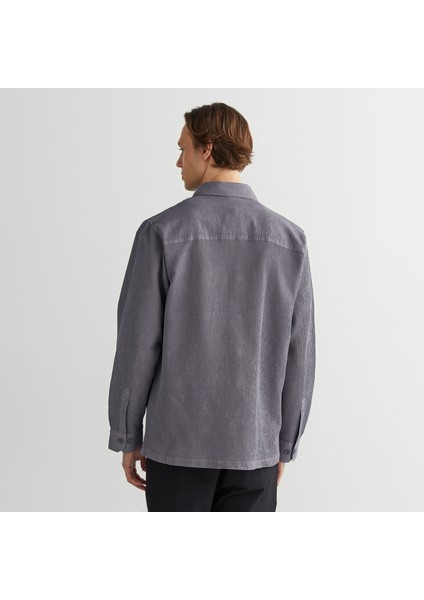 Erkek Gri Oversize Fit Ekose Gömlek fiyatları