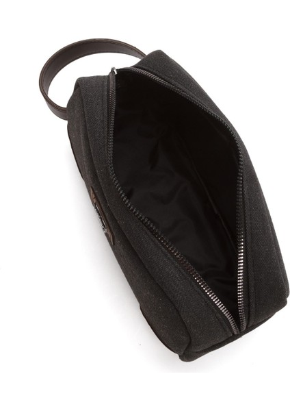 Erkek Kanvas Kumaş Portföy Clutch Traş Kozmetik Günlük El Çantası ve Mekanizmalı Cüzdan NEW347 - Kahverengi