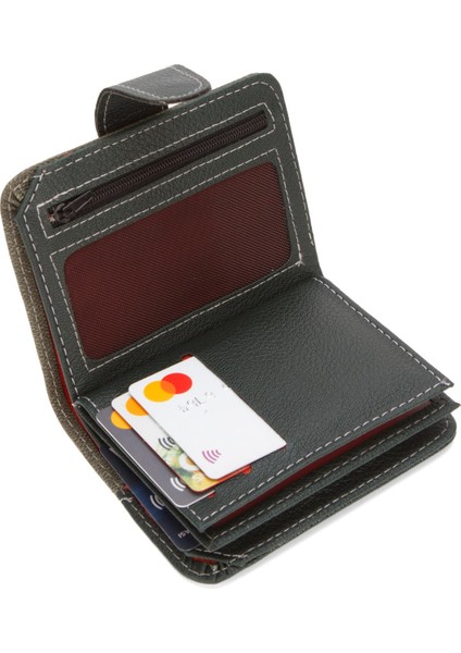 Kot Kumaş Bozuk ve Kağıt Para Kartlık ve Cüzdan NEWPOLO134 - Haki