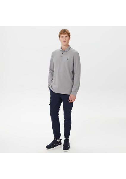 Erkek Gri Classic Fit Uzun Kollu Polo Yaka T-Shirt modelleri