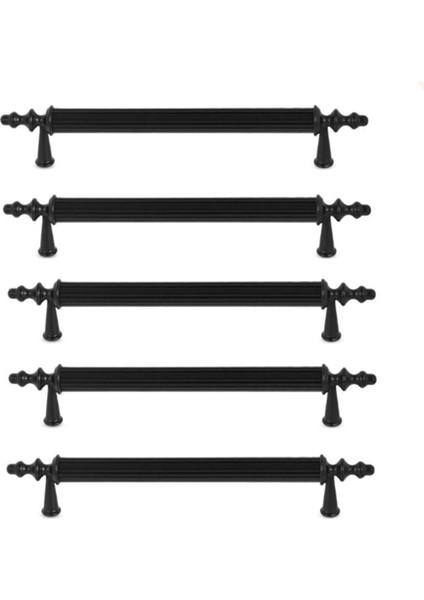 Lüx Çekmece Dolap Kapak Kulpu Siyah 128 mm Metal Kulp 5 Adet