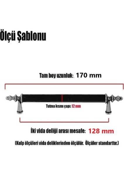 Lüx Çekmece Dolap Kapak Kulpu Siyah 128 mm Metal Kulp 5 Adet modelleri
