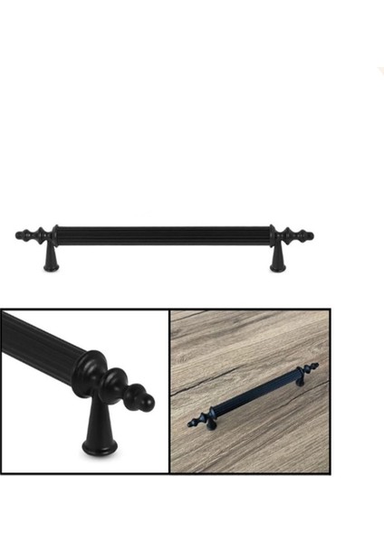 Lüx Çekmece Dolap Kapak Kulpu Siyah 128 mm Metal Kulp 5 Adet fırsatları