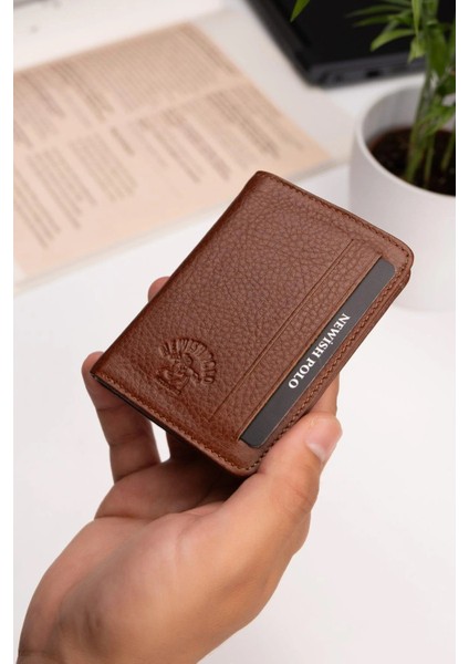 Erkek Hakiki Deri Cüzdan ve Kartlık – NEWPOLO348 - Taba