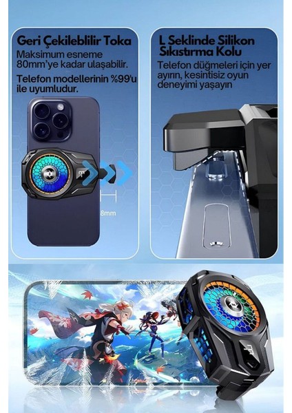 SL16 Derece Göstergeli Metal Soğutmalı Telefon Hızlı Soğutucu Radyatör Fan Tüm Telefonlara Uyumlu modelleri
