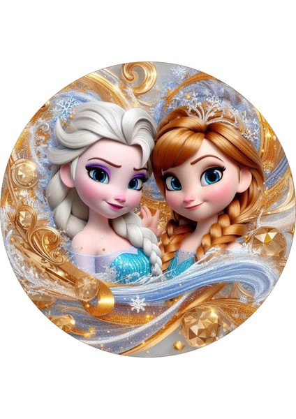 Frozen Yuvarlak Pasta Yenilebilir Resim Baskı 20 cm