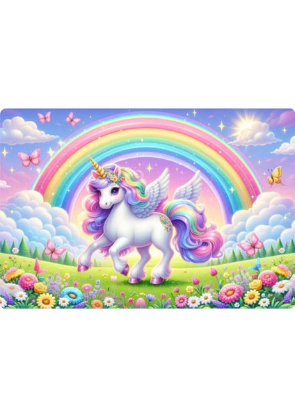 Unicorn Dikdörtgen Pasta Yenilebilir Resim Baskı 28x19 cm