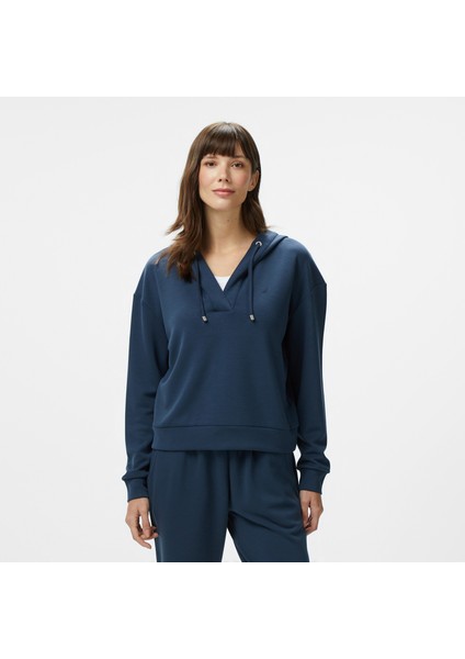 Kadın Lacivert Regular Fit Kapüşonlu Sweatshirt