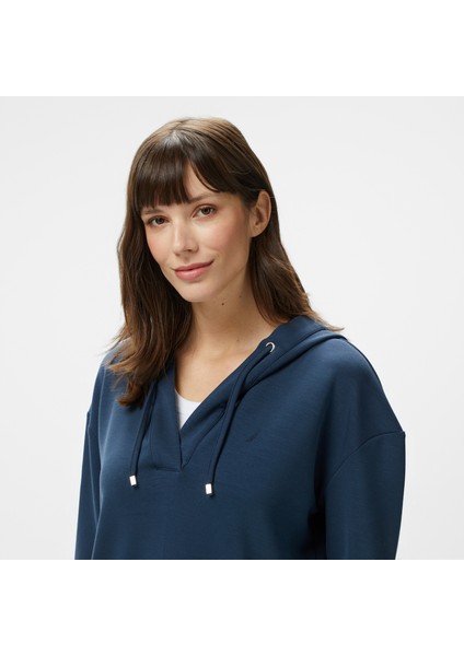 Kadın Lacivert Regular Fit Kapüşonlu Sweatshirt fırsatları