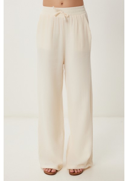 Müslin Palazzo Pantolon LMX0008 Krem modelleri