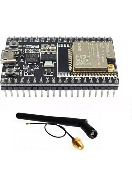 ESP32 WROOM-32U Geliştirme Modülü + (Harici Anten Dahil) – Wifi & Bluetooth, Iot ve Arduino Uyumlu