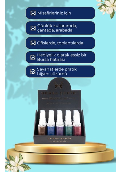 5'li Kolonya Seti, Karma Kolonya Seti, 80 Derece, (Ulu Çınar, Uludağ, Tirilye Sahili, Gölyazı, Cumalıkızık) fırsatları