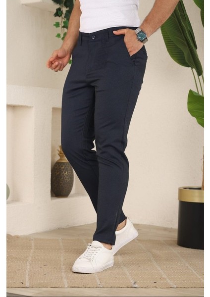 Erkek Casual Slim Fit Cord Desenli Kumaş Pantolon